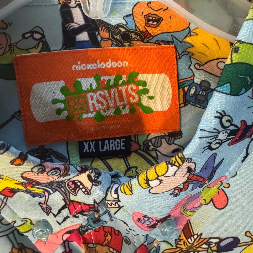 Men's Nickelodeon Classic Characters Button Up Shirt NWT - Picture 3 of 4